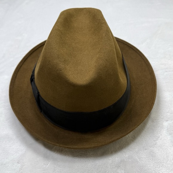 Vintage Mallory Fifth Avenue Brown Fur Felt Fedora Hat 7 1/8 USA - Picture 6 of 9